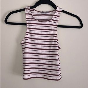 Charlotte Russe Red Striped Cropped Tank Top